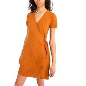 Madewell Texture & Thread Women's Burnt Orange Wrap Mini Dress Size Small